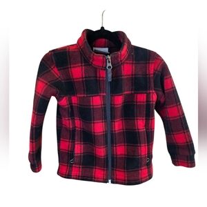 Columbia Toddler Boy 3T Fleece Jacket Full Zip Red & Black Plaid